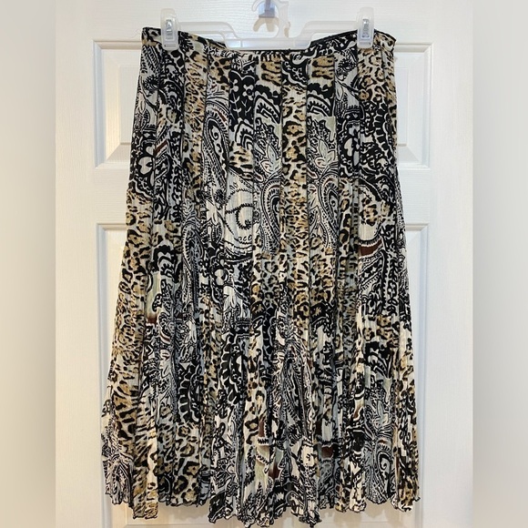 Alberto Makali Pleated Maxi Skirt Sz 14 Animal Whimsigoth Fairy Artsy Side Zip - Picture 1 of 6